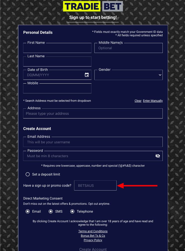 tradiebet promo code